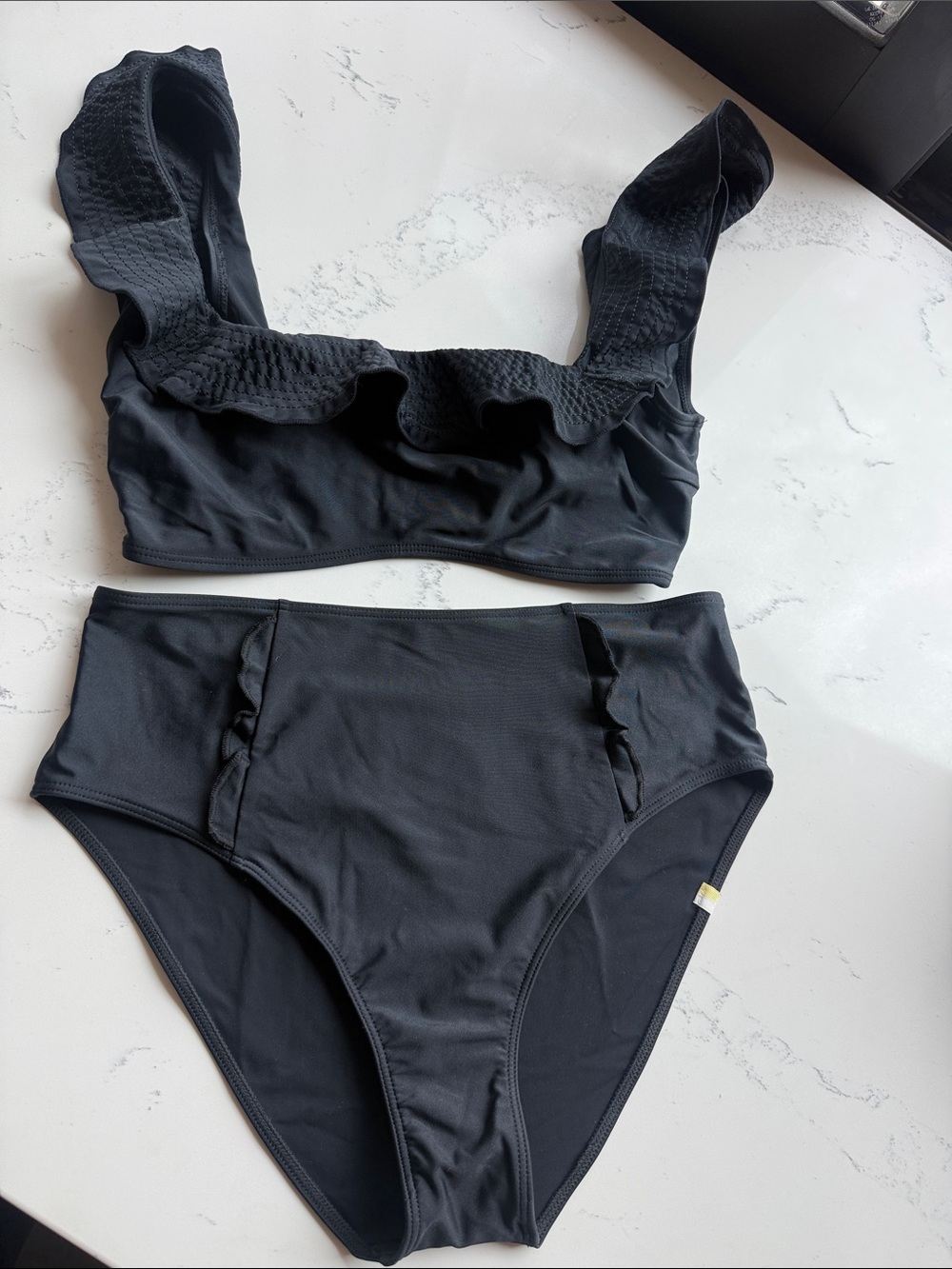 Summersalt Ruffle Seaway Square Neck Bikini top AND Ruffle High Rise Bottom 8 - Picture 2 of 10
